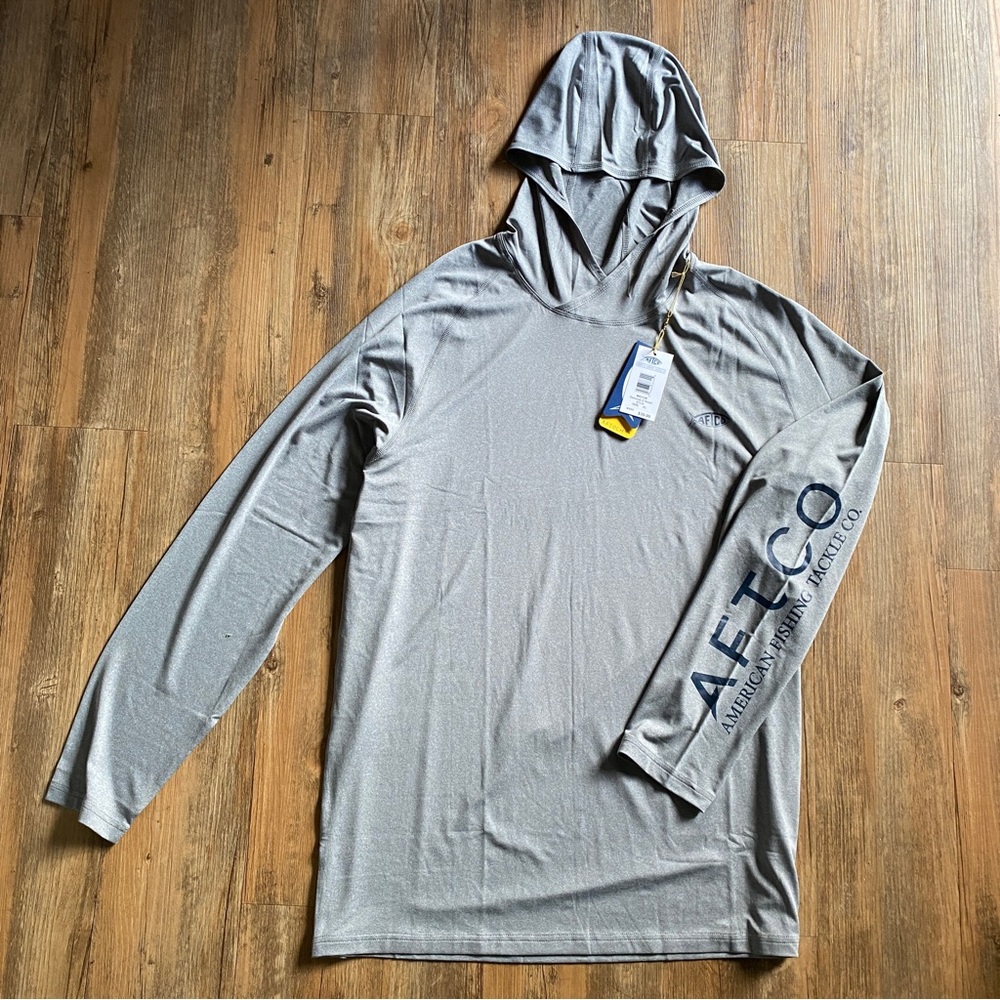 Aftco NWT Samurai Hooded Fishing Shirt Steel Heather Size XL